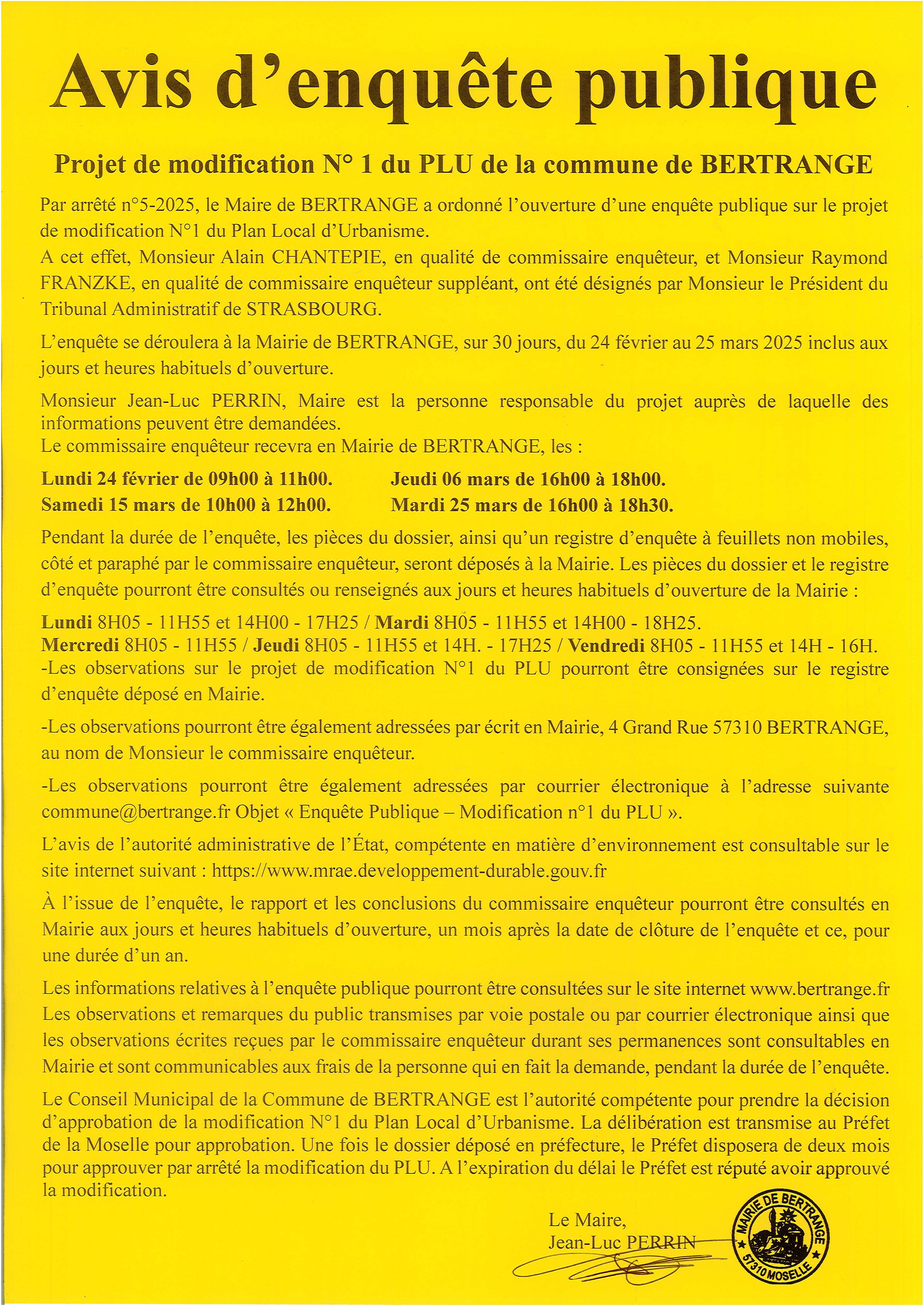 Affiche enquête publique