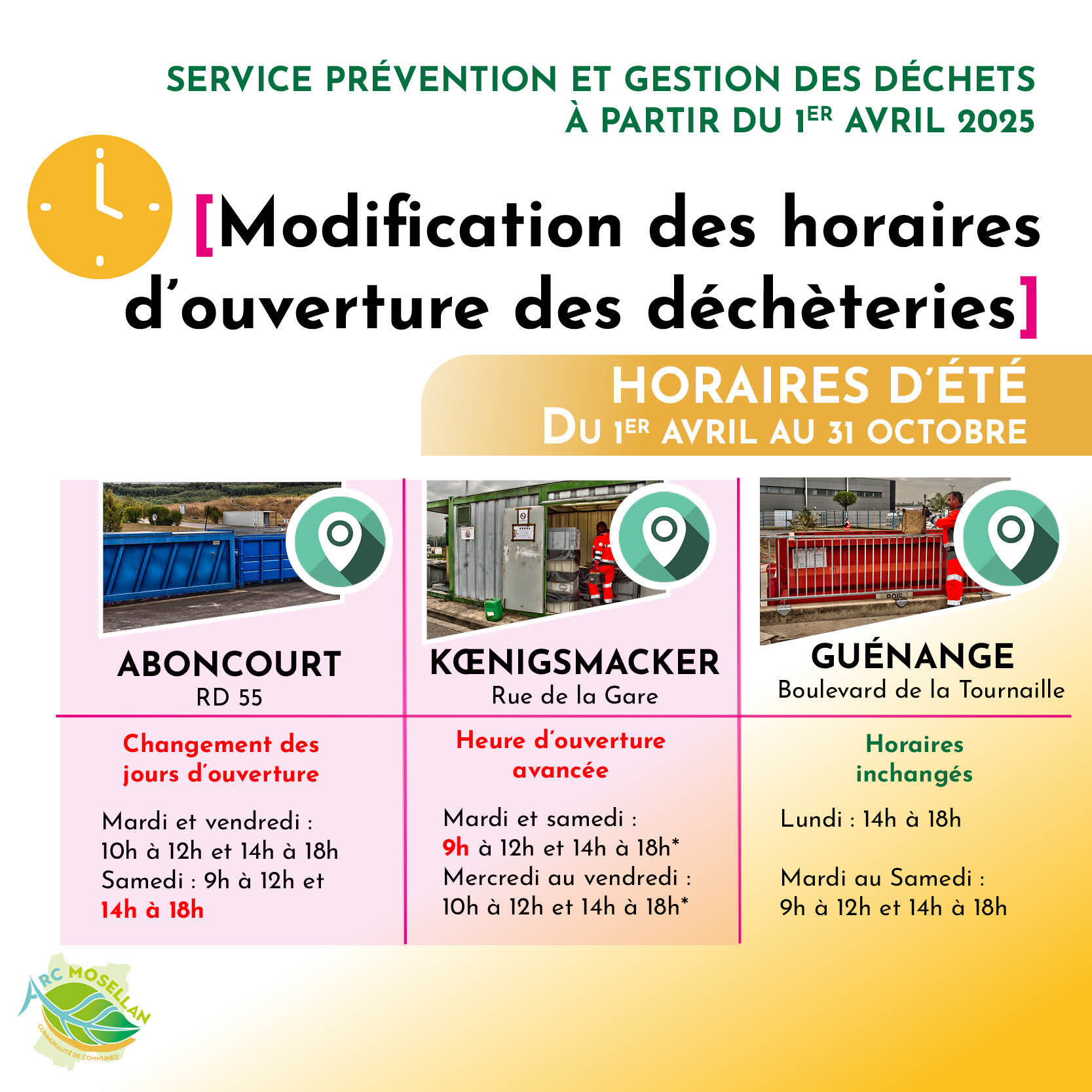 MODIFS HORAIRES DECHETERIES_SAISON2